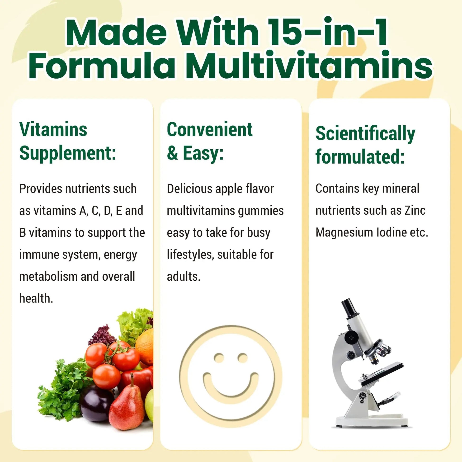 I LOVE HEALTH® 15-in-1 Multivitamin Gummies for Adults & Kids - Enhanced Formula with Vitamin A, C, D3, E, B12, Zinc, Magnesium & More I LOVE HEALTH