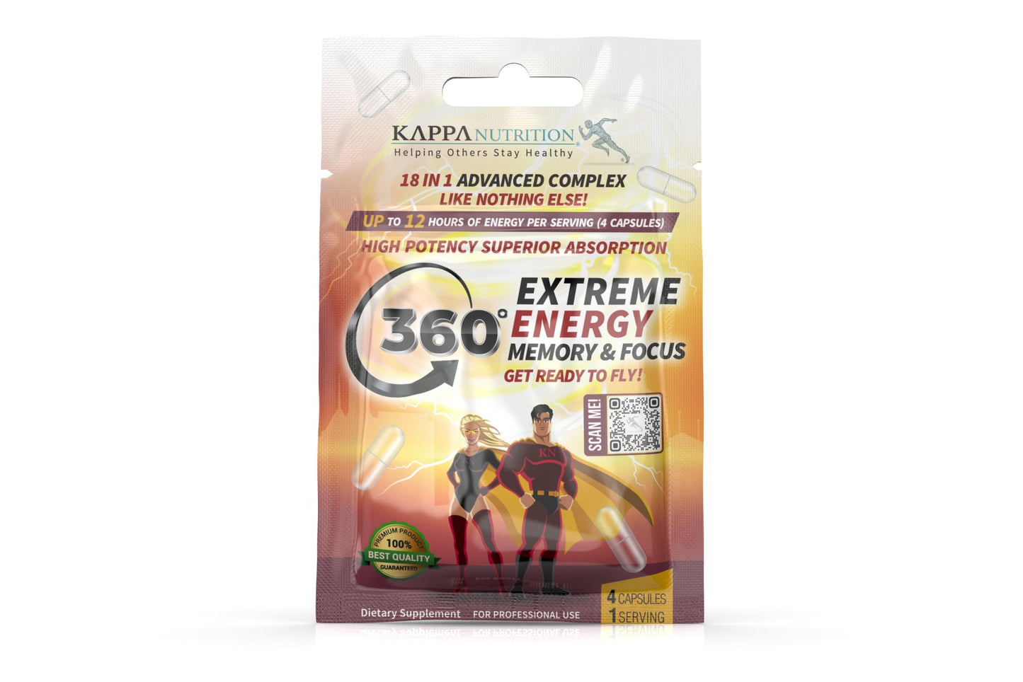 360 Extreme Energy, Memory & Focus (1 Display 20 Sachets (4 Capsules ea) KAPPA NUTRITIONBuy Supplements Australia