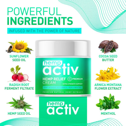 HEMPACTIV Cooling Hemp Cream – Menthol, MSM & Arnica – Fast-Absorbing, Non-Greasy Formula for Muscles & Joints – 4oz Best-Value Size HEMPACTIVBuy Supplements Australia