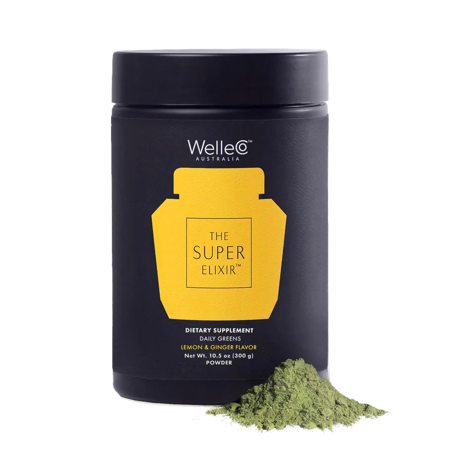 WelleCo The Super Elixir Daily Greens Powder, Probiotic Drink Mix with Whole Foods, Gluten Free, Vegan Gut Health Powder, Energy, Immunity, Healthy Skin, Hair & Nails (300g, Lemon Ginger) WelleCoBuy Supplements Australia