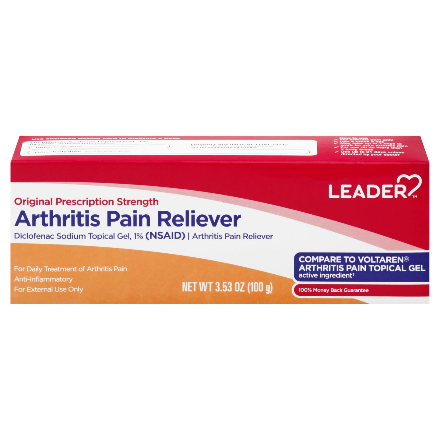 Leader Arthritis Pain Relief Gel, Original Prescription Strength, Diclofenac Sodium Topical Gel 1%, for Adults, Both Men & Women, and Children 12+, Compare to Voltaren, 3.53 Oz LeaderBuy Supplements Australia