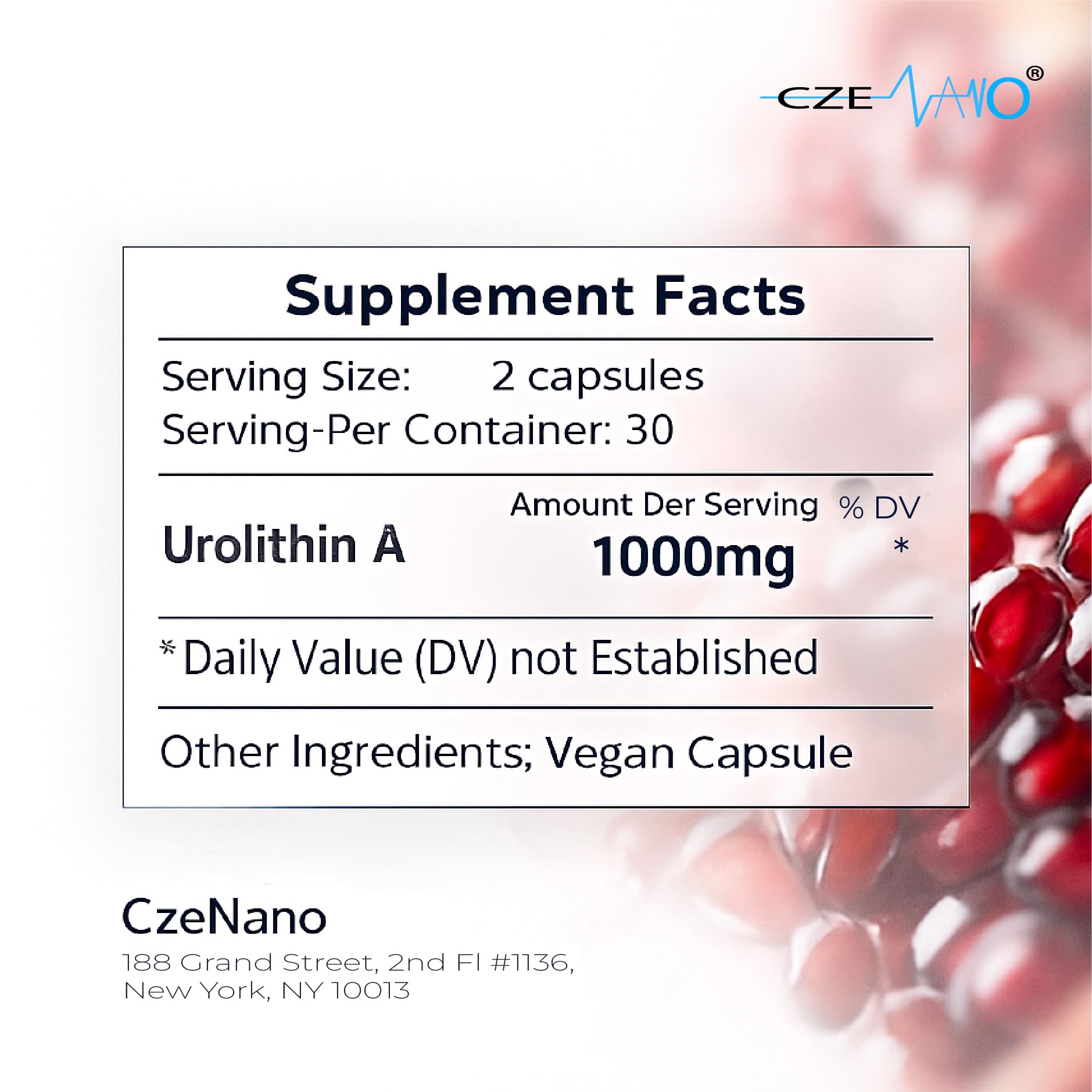 CzeNano Longevity – Ultra-Pure Urolithin A Supplement 1000 mg | Mitochondrial Support, Cellular Energy & Muscle Strength | Third-Party Tested COA | 60 Vegan Capsules CzeNanoBuy Supplements Australia