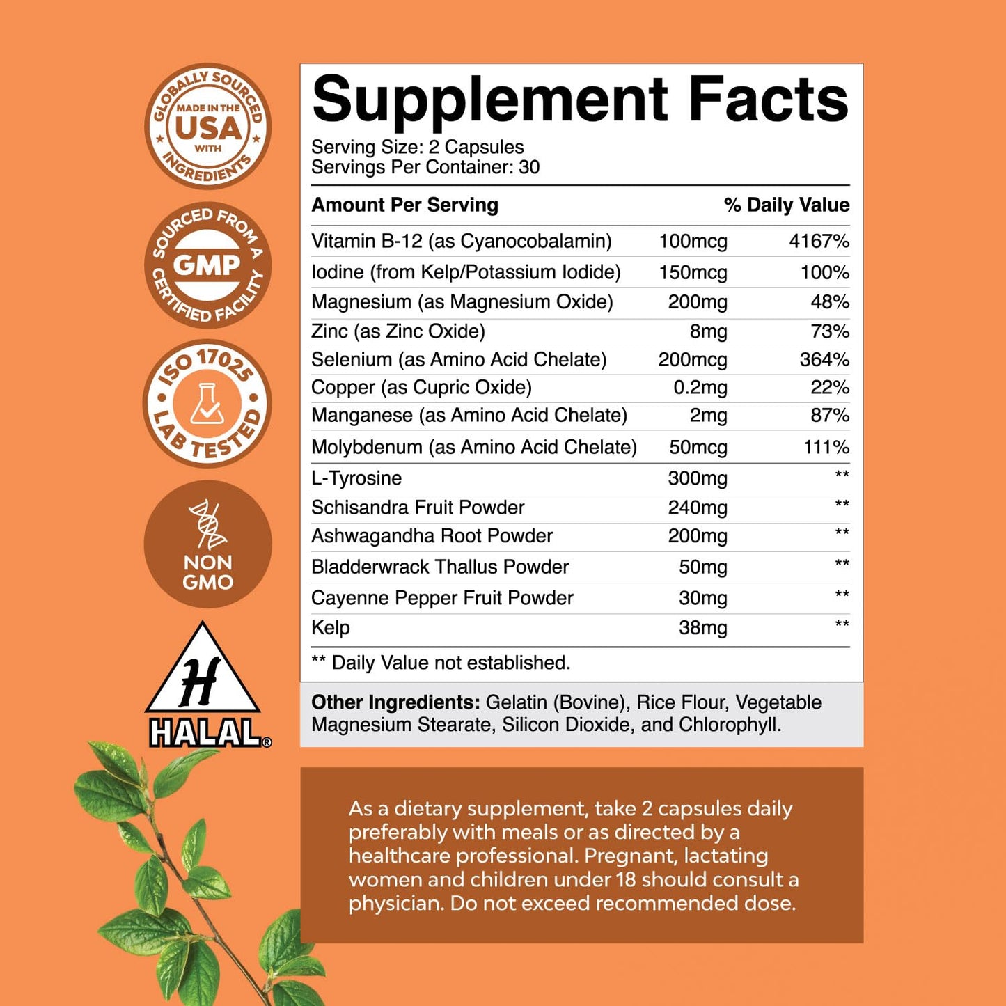 Herbal Thyroid Support Complex - Iodine Thyroid Supplement with L Tyrosine Bladderwrack Natures CraftBuy Supplements Australia