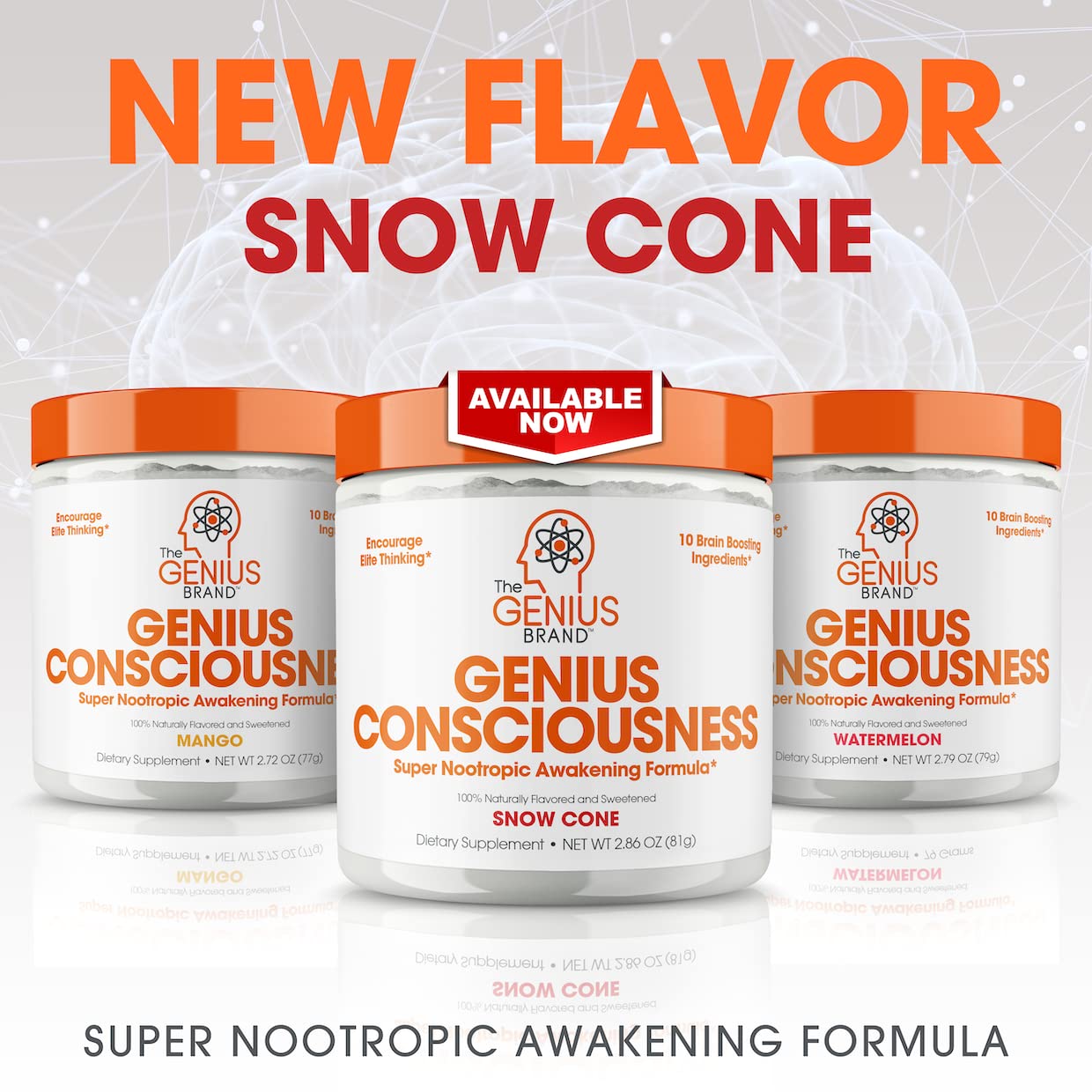 Genius Consciousness, Super Nootropic Brain Supplement Powder, Watermelon The Genius BrandBuy Supplements Australia
