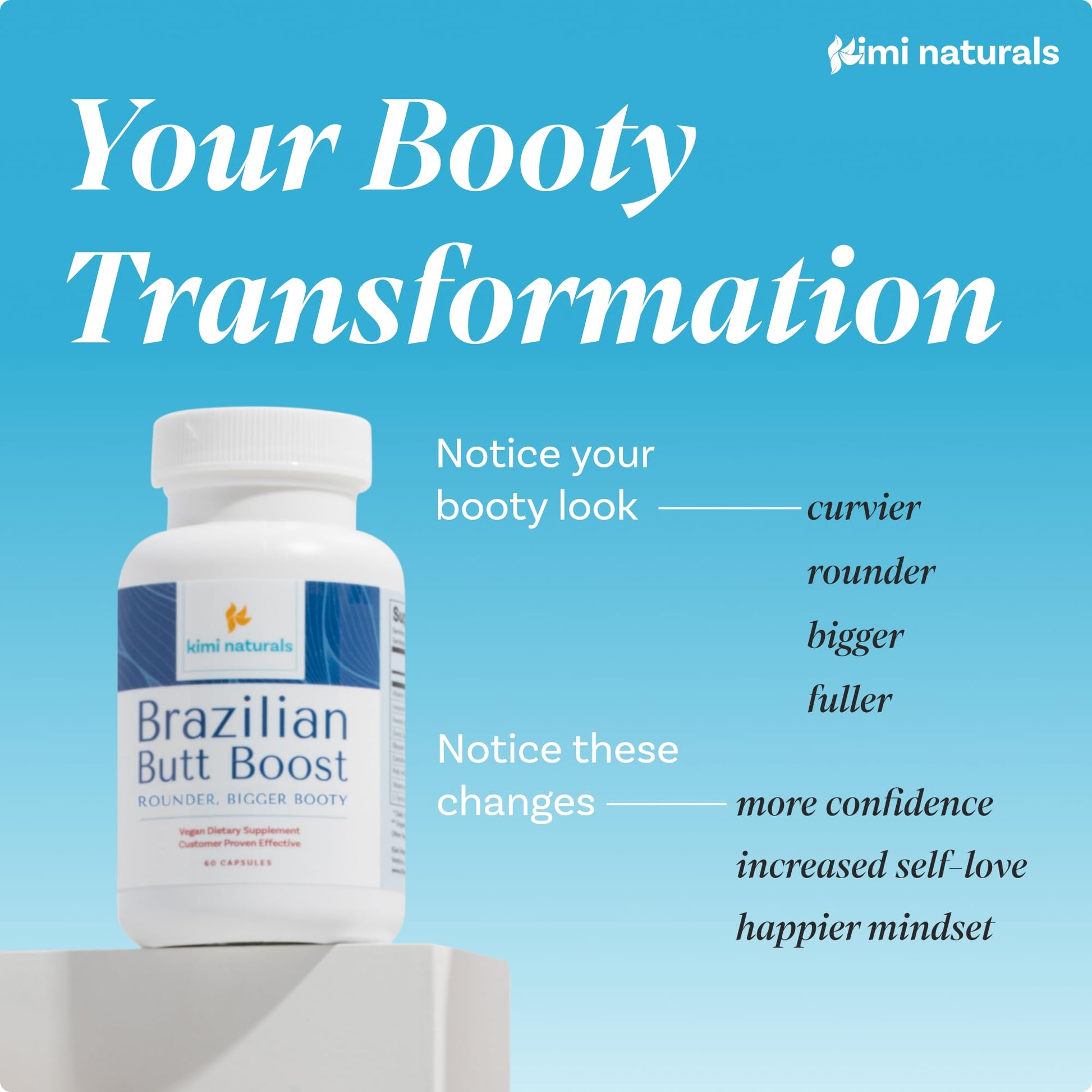 Kimi Naturals Butt Enhancer Pills - Tightening and Butt Lifting Supplements for Bigger Booty and Curvy Hips - Fast Growth Bum Enhancement 60 Capsules KIMIBuy Supplements Australia