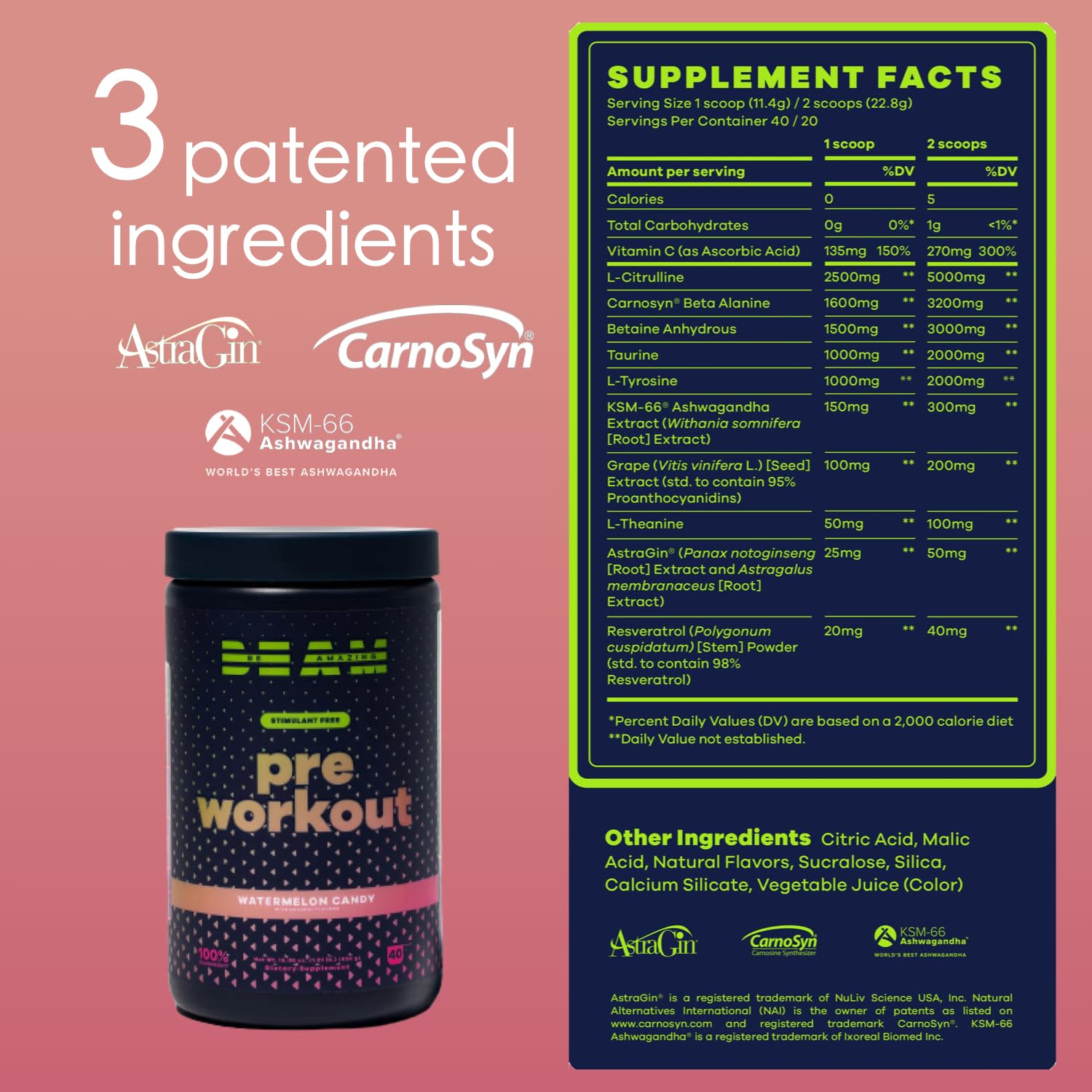 BEAM Be Amazing Vegan Stim Free Pre-Workout Powder | Energy Booster Powdered Drink BEAMBuy Supplements Australia