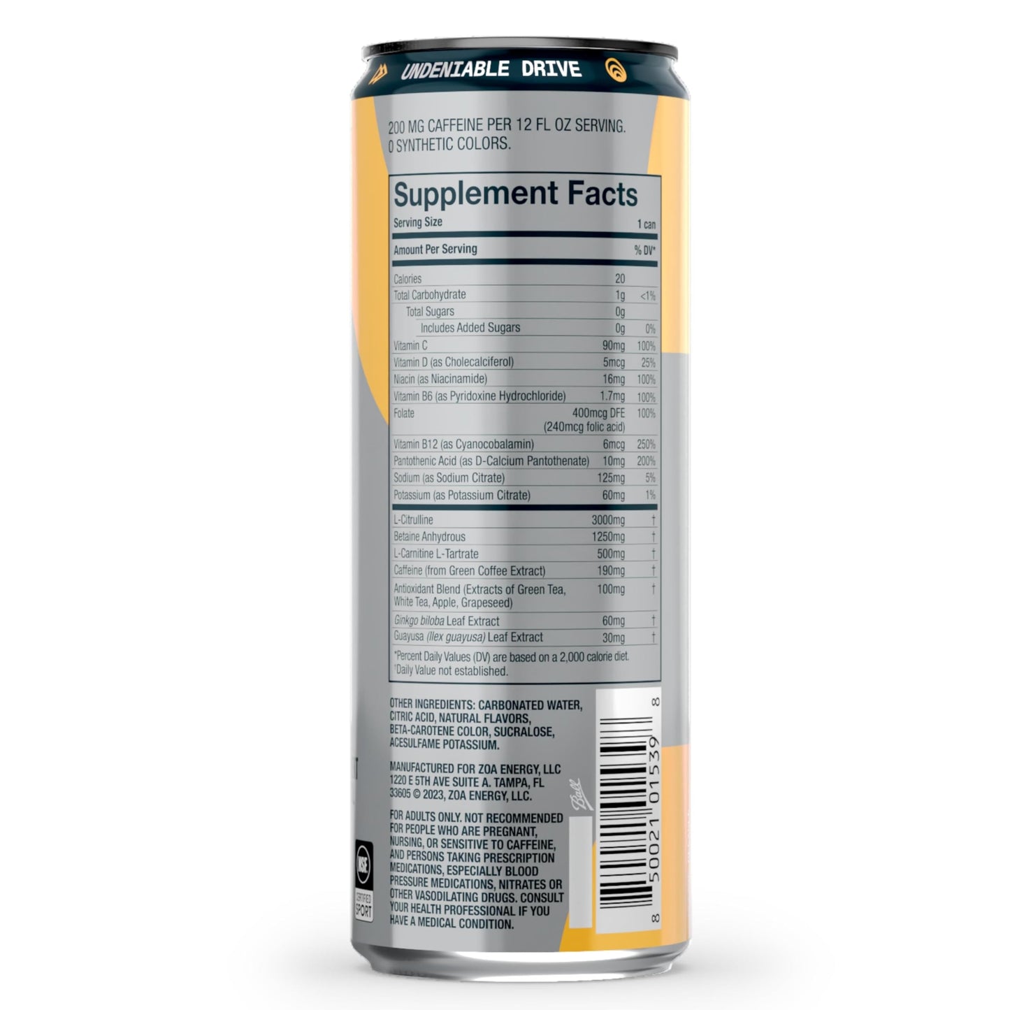 ZOA+ Pre-Workout Sugar-Free Energy Drink, Pineapple Passionfruit - Zero Sugar ZOABuy Supplements Australia