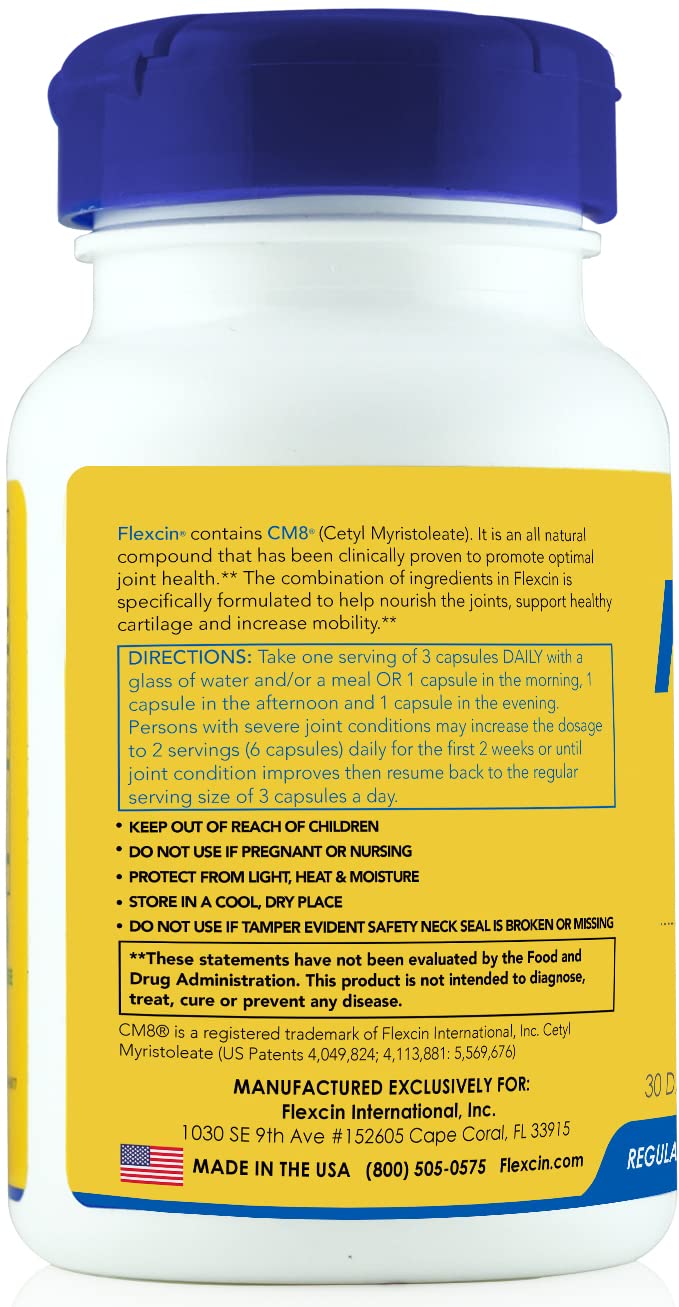 Flexcin Joint Health & Mobility Formula with CM8 (Cetyl Myristoleate) - Joint Supplements for Men and Women with Glucosamine, MSM, Collagen Type II - 90 Capsules FlexcinBuy Supplements Australia