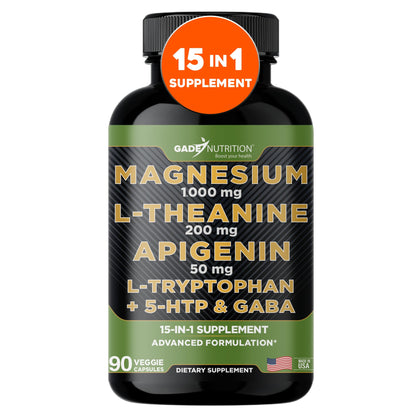 Gade Nutrition Magnesium Glycinate & Magneisum Supplements with Apigenin, L Theanine 200 mg, 5 HTP, GABA Calm Brain Booster Supplement Sleep Aid Ashwagandha L Tryptophan Chamomile GADE NUTRITION BOOST YOUR HEALTHBuy Supplements Australia