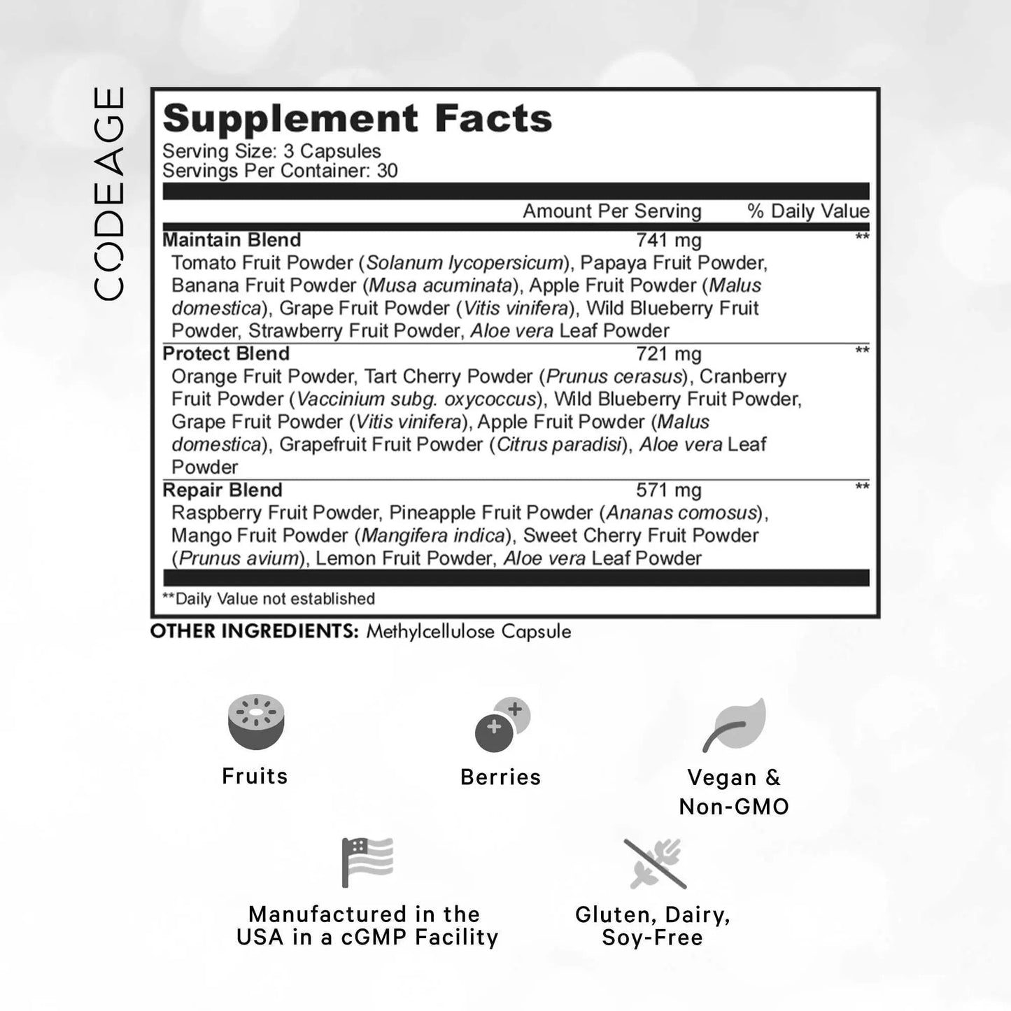 Codeage Instantfood Fast Fruits, Over 15 Fruits Powders Equivalent All-in-One, Vegan Daily Whole Food Vitamins - Berries, Antioxidant Polyphenols CodeageBuy Supplements Australia