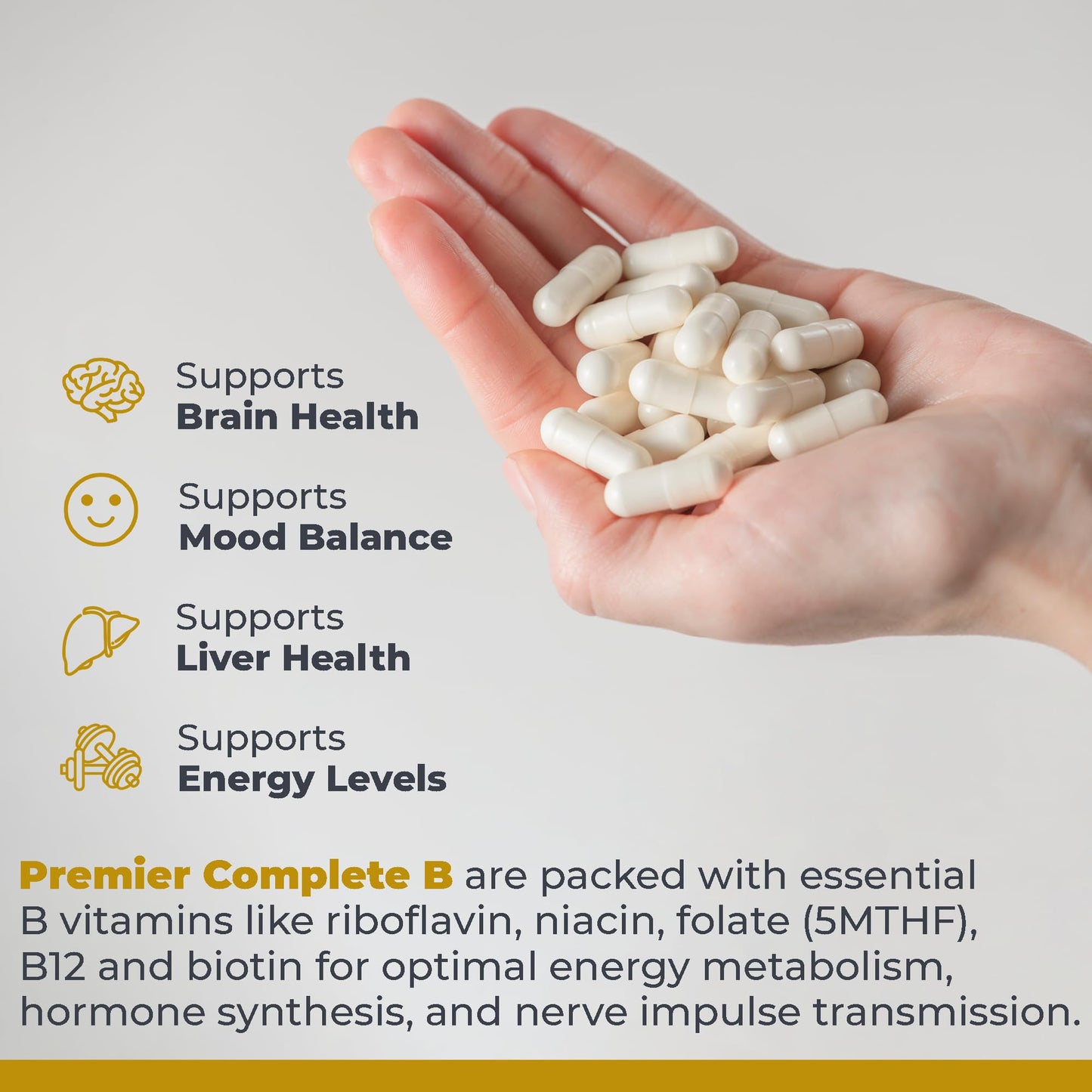 Premier Research Labs Complete B - Vitamin B Complex Supplement for Optimal Health | Vitamin B Supplement with Biotin | 9 Active B Vitamins | for Liver
