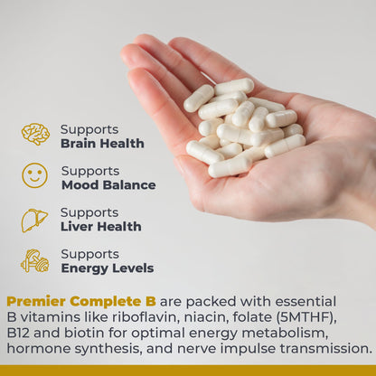 Premier Research Labs Complete B - Vitamin B Complex Supplement for Optimal Health | Vitamin B Supplement with Biotin | 9 Active B Vitamins | for Liver