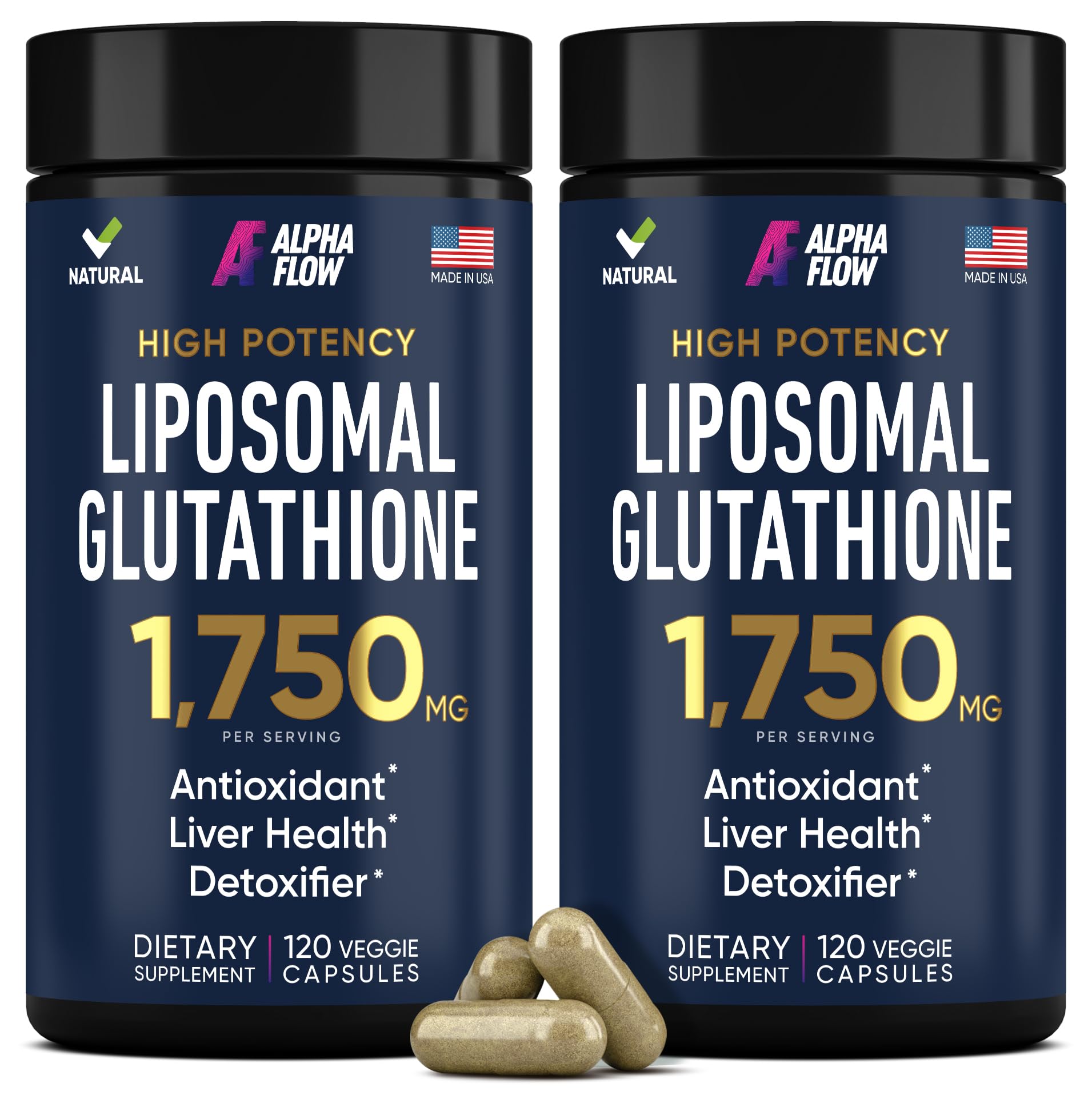 Alpha Flow (2 Pack) Liposomal Glutathione 1100mg – High Absorption Glutathione Supplement with Vitamin C, ALA & Phospholipid Complex – Liver Function, Skin & Immune Support – 240 Vegan Capsules Alpha FlowBuy Supplements Australia