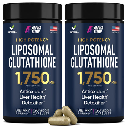 Alpha Flow (2 Pack) Liposomal Glutathione 1100mg – High Absorption Glutathione Supplement with Vitamin C, ALA & Phospholipid Complex – Liver Function, Skin & Immune Support – 240 Vegan Capsules Alpha FlowBuy Supplements Australia