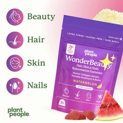 Plant People WonderBeauty Hair, Skin & Nails Rejuvenation Gummies with Tremella Mushroom, Marine Collagen Peptides, Keratin, & Biotin Plant PeopleBuy Supplements Australia