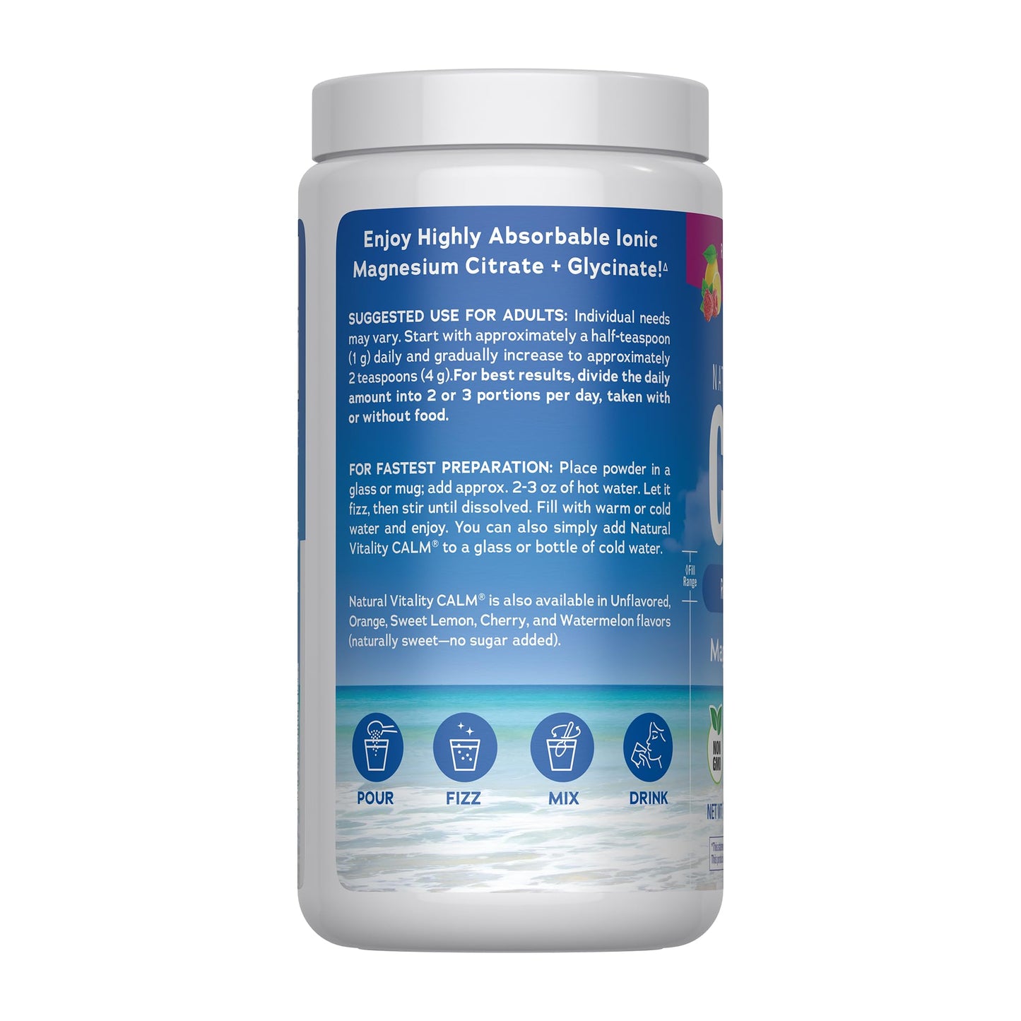 Natural Vitality Calm Magnesium 16oz Powder | Raspberry Lemon Flavored Supplement | Non-GMO, Vegan & Gluten Free Formula
