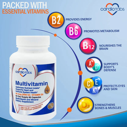 Cardiotabs Multivitamin - Heart and Immunity Supplements for Men & Women, Multivitamin for Men & Women, with Minerals B-Vitamin Complex CardioTabs