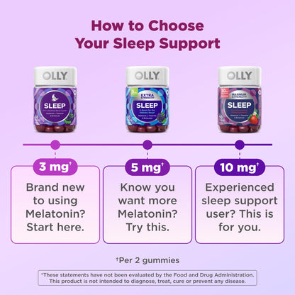 OLLY Sleep Gummy, 3 mg Melatonin, L-Theanine, Chamomile, Lemon Balm, Sleep Aid, Blackberry - 70 Count OLLYBuy Supplements Australia