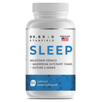 Dr Brad Stanfield Melatonin 300mcg + Magnesium Glycinate 126mg + Glycine 2,500mg for Sleep (120 Count, 30 Servings) Dr Brad StanfieldBuy Supplements Australia