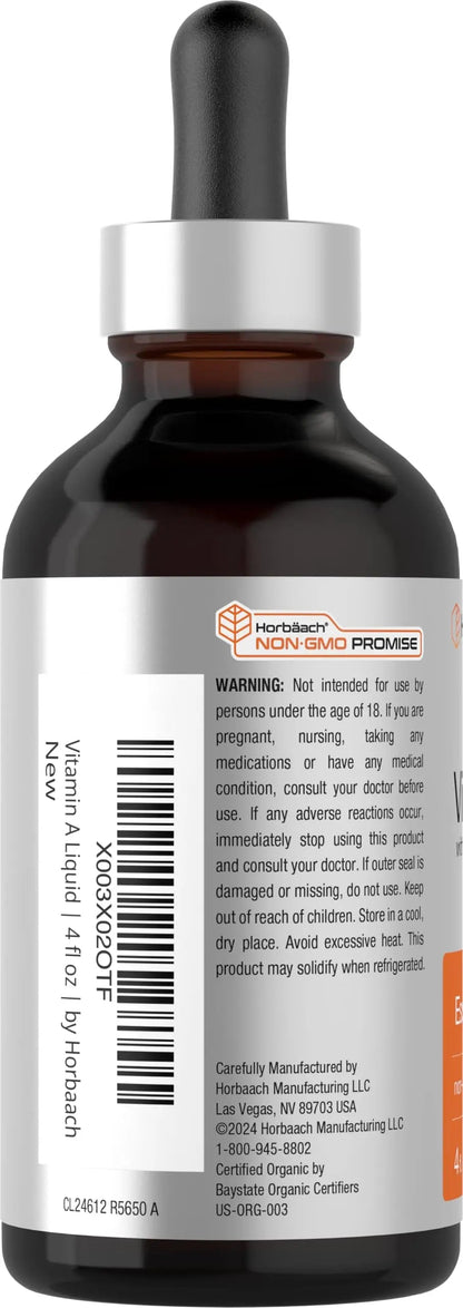 Horbäach Vitamin A Liquid | 4 fl oz | Supplement with Organic Fractionated Coconut Oil | Non-GMO, Gluten Free HorbäachBuy Supplements Australia