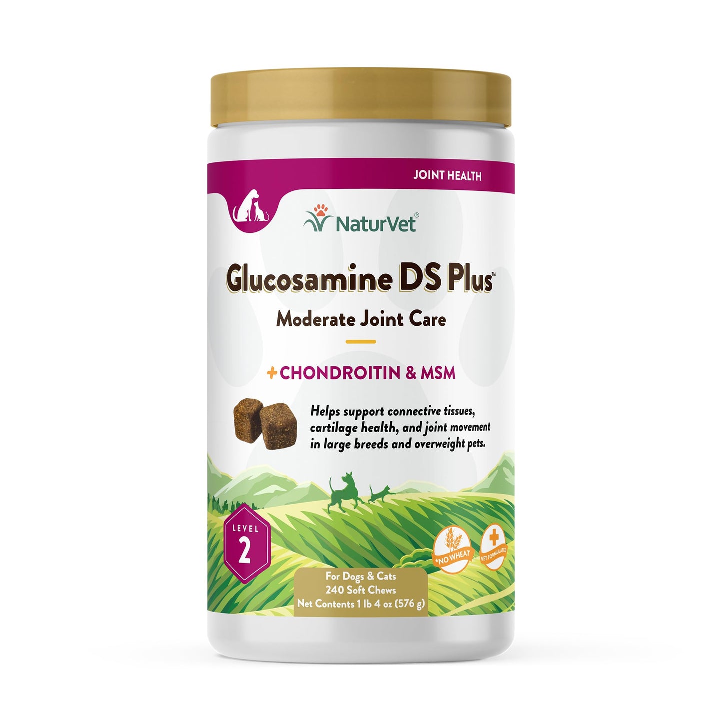 NaturVet – Glucosamine DS Plus - Level 2 Moderate Care – Supports Healthy Hip & Joint Function – Enhanced with Glucosamine, MSM & Chondroitin – for Dogs & Cats – 240 Soft Chews NaturVetBuy Supplements Australia