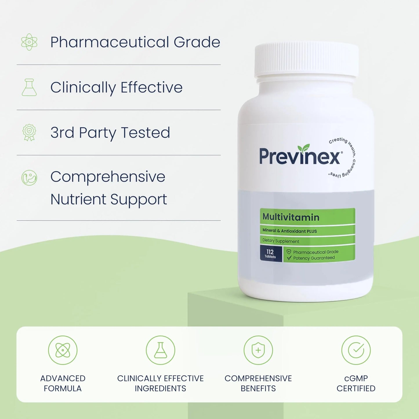 Previnex Multivitamin, Mineral & Antioxidant Plus - Multivitamin for Men & Women with Vital Nutrients, Vitamin C & Vitamin D & Vitamin E, 112 Tablets Previnex