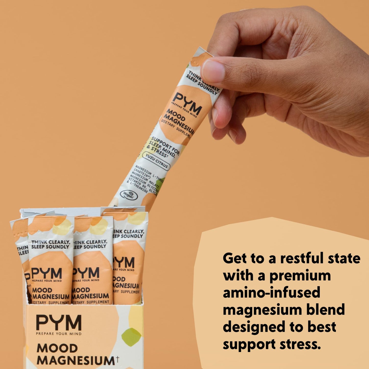 PYM Mood Magnesium Powder Packets (10-Servings) Magnesium Glycinate, L-Threonate & Malate Powder | Aid & Mood Support Supplement for Stress PYM HealthBuy Supplements Australia