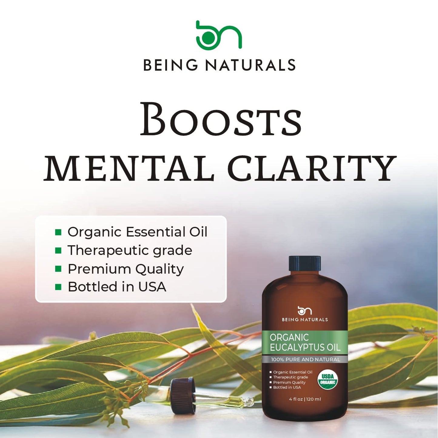 Organic Eucalyptus Essential Oil - Huge 4 FL OZ - 100% Pure & Natural – Premium Natural Oil Being NaturalsBuy Supplements Australia