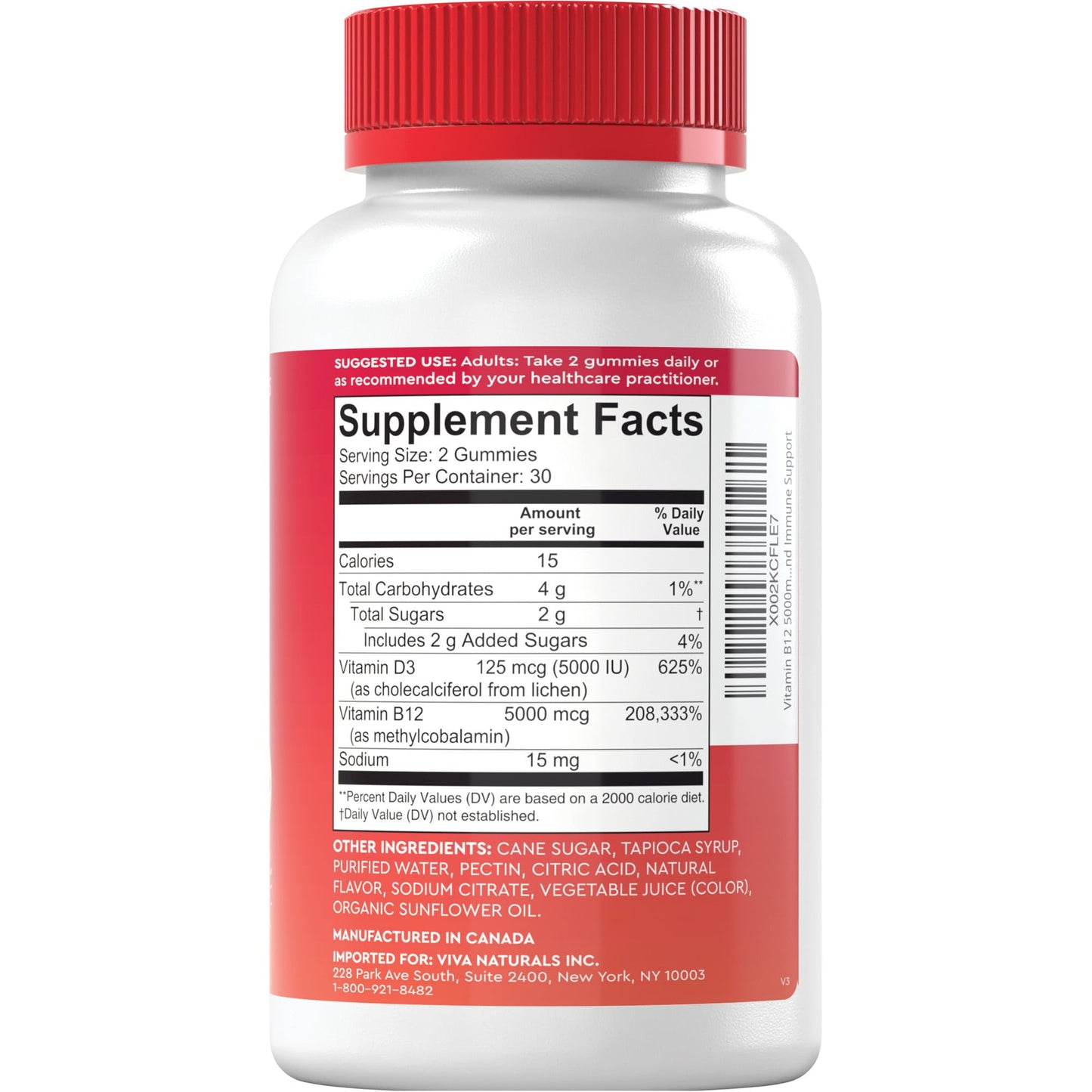 Viva Naturals Plant-Based B12 Gummies with Vitamin D3 - Chewable 5000mcg B12 Viva NaturalsBuy Supplements Australia