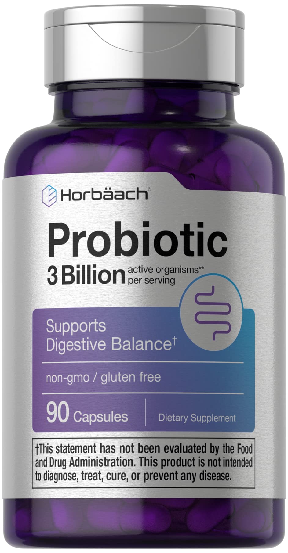 Probiotic for Women & Men's Digestive Health | 3 Billion CFU | 90 Capsules | Non-GMO 