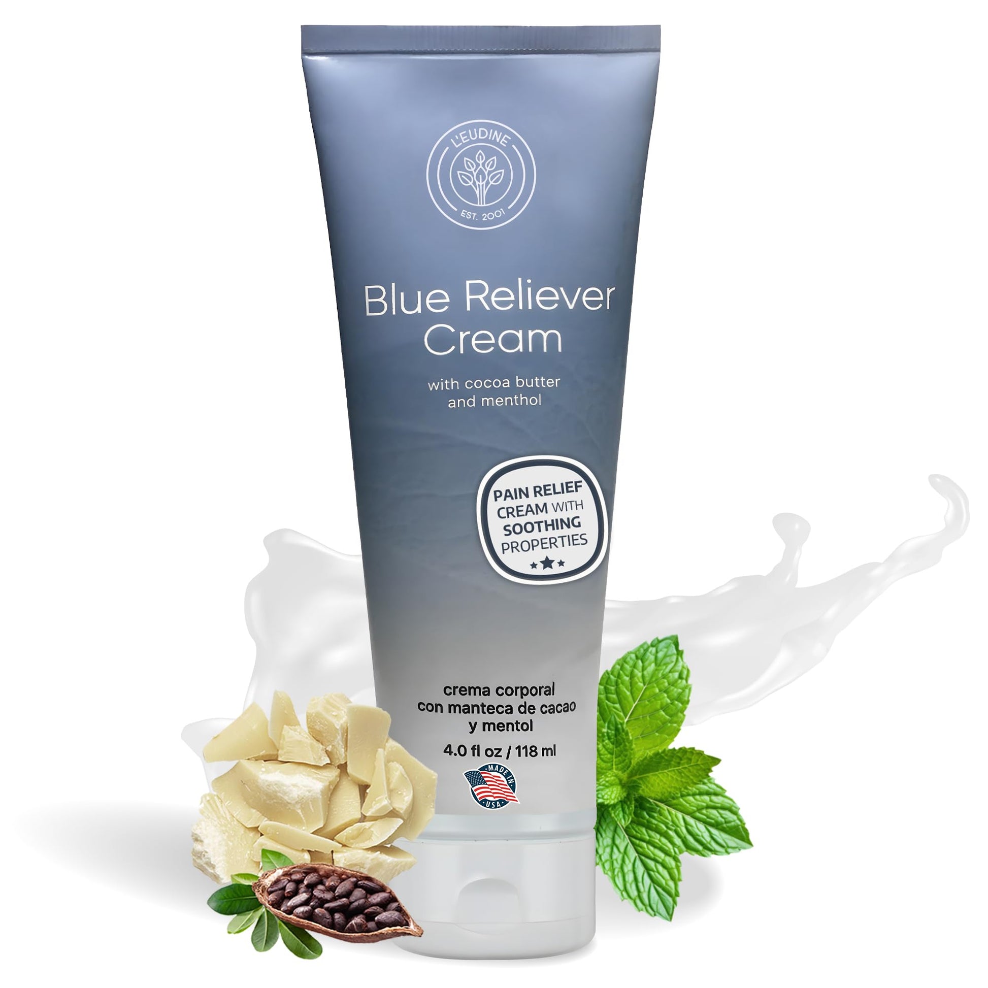 L'EUDINE Blue Reliever Cream – Joint and Muscle Therapy, Body Cream with Cocoa Butter and Menthol L'eudineBuy Supplements Australia