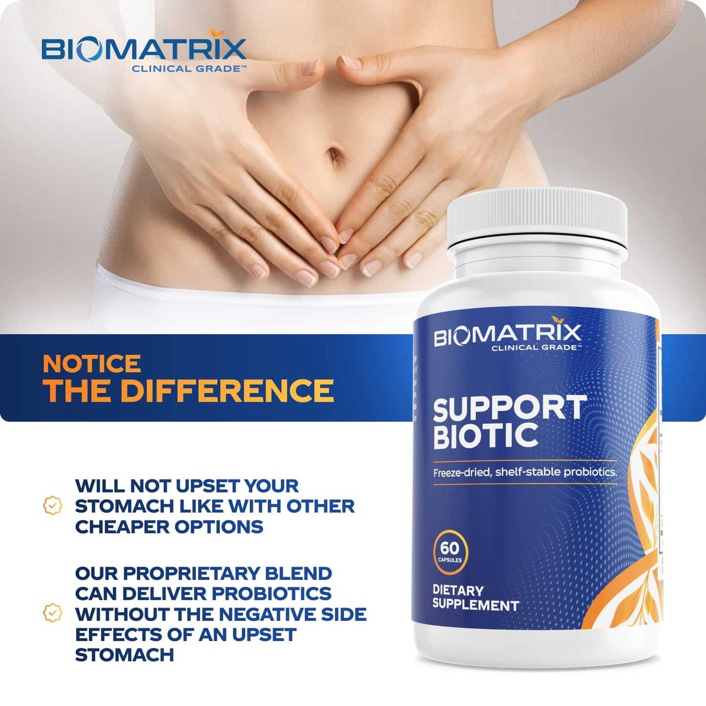 BioMatrix Saccharomyces boulardii Probiotic Supplement w/L. paracasei, L. rhamnosus, Bifidobacterium, Acidophilus – Prebiotic Complement – Temp-Stable, 30-60 Day Supply BioMatrixBuy Supplements Australia
