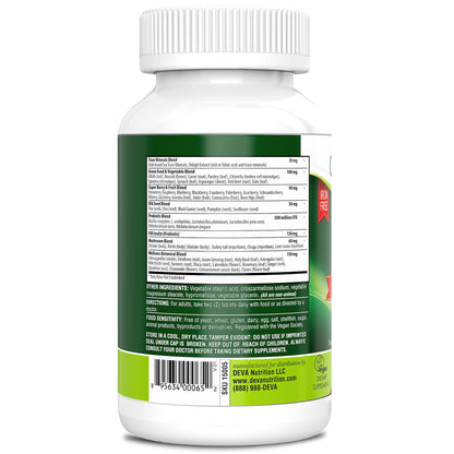 DEVA Tuba Prime Vegan Multivitamin - High-Potency Vitamin and Mineral Dietary Supplement - Antioxidants, Fruit and Vegetable Blend, Super Mushrooms, Probiotics, Prebiotics, Seeds, Herbs - 90 Tablets DEVABuy Supplements Australia