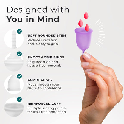EcoBlossom Reusable Menstrual Cup Set - The Most Reliable Medical Grade Silicone Period Cups EcoBlossomBuy Supplements Australia