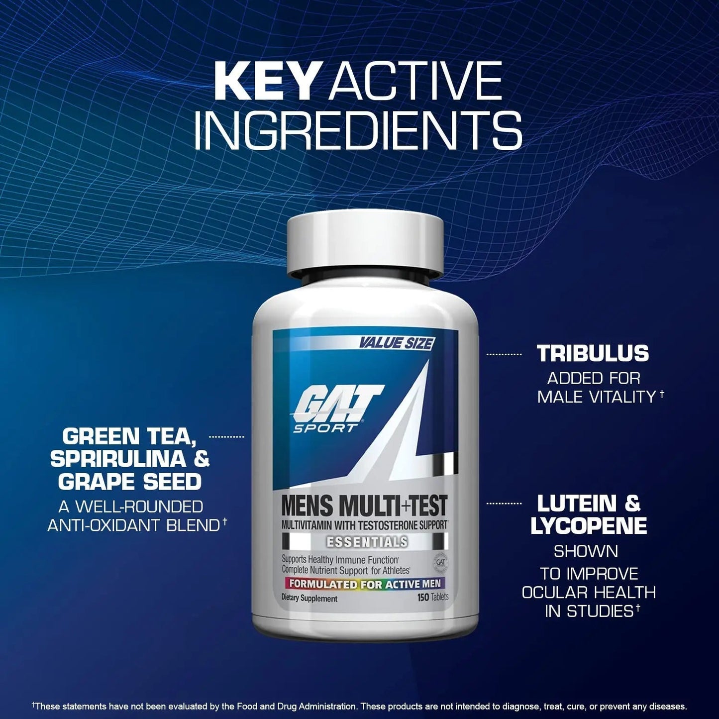 GAT SPORT Men's Multi + Test, Premium Multivitamin Tablets (150 Count) GAT SPORTBuy Supplements Australia
