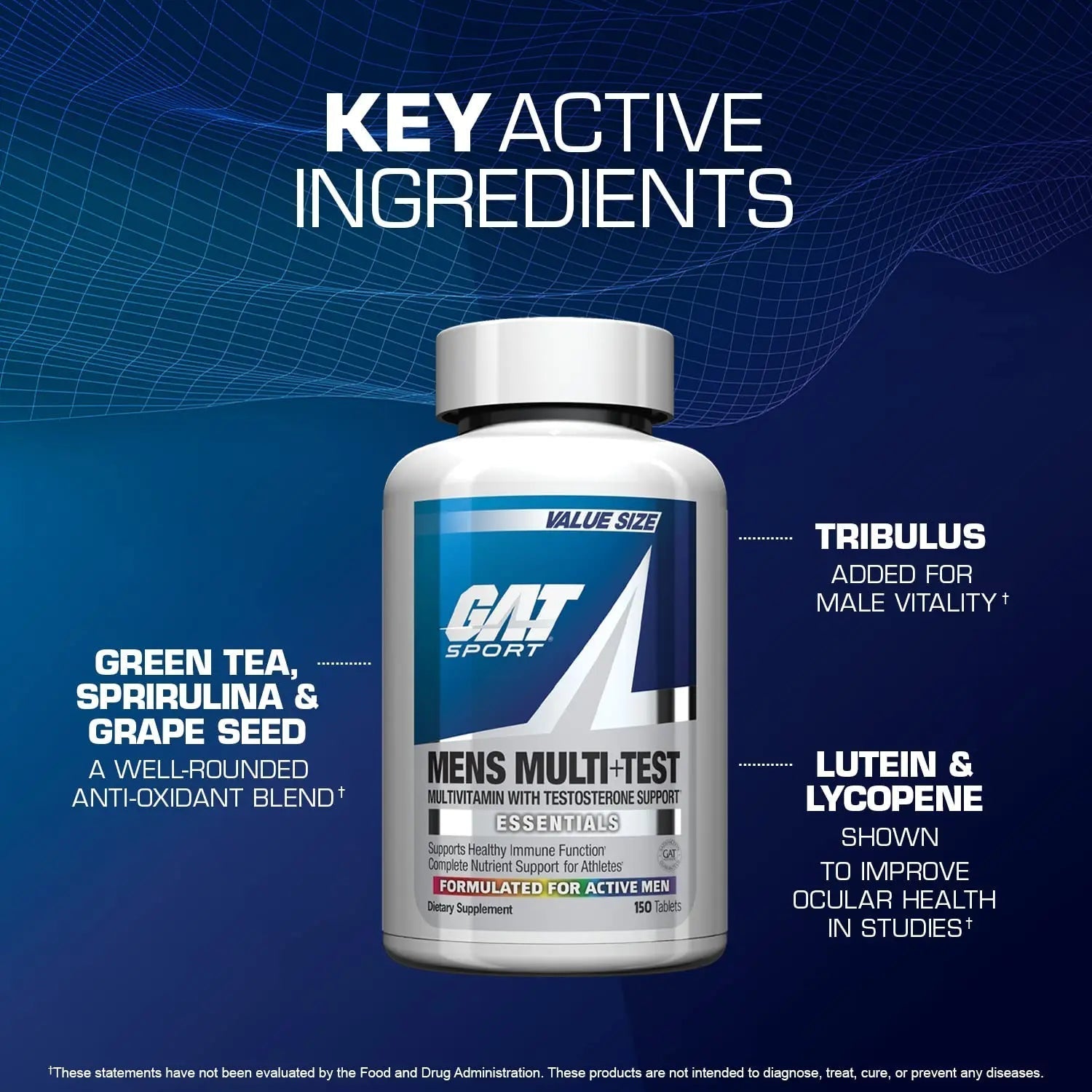 GAT SPORT Men's Multi + Test, Premium Multivitamin Tablets (150 Count) GAT SPORTBuy Supplements Australia