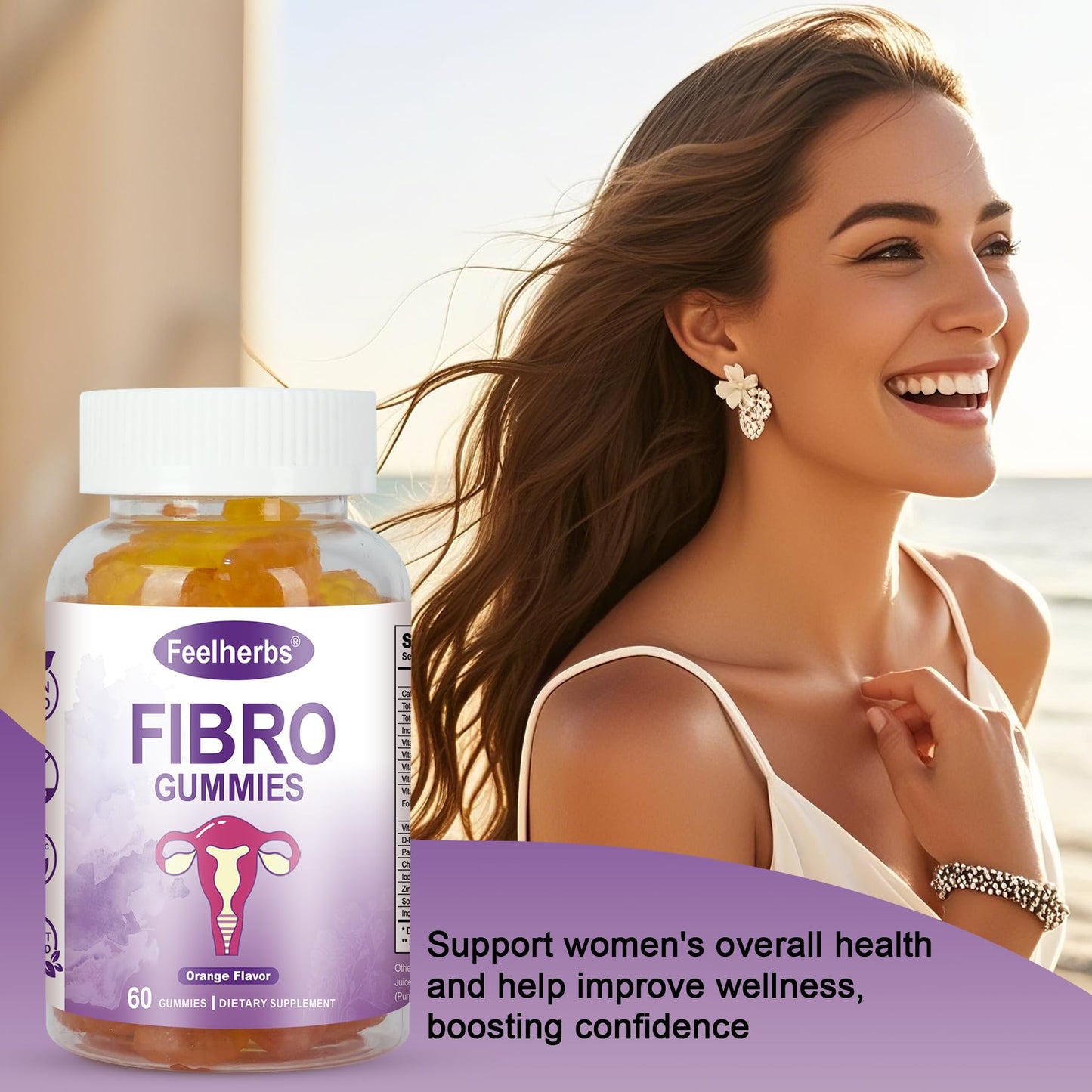Feelherbs Fibro Gummies for Women, Pack of 2, Multivitamin Inositol Gummies with Inositol, Biotin, Vitamins A, C, D3, E, B6, B12, 60 Gummies Per Bottle FeelherbsBuy Supplements Australia