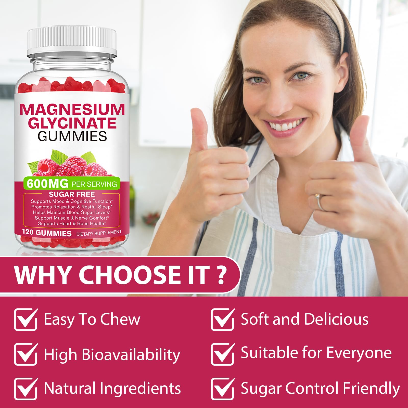 Magnesium Glycinate Gummies 600mg 120 Count - Sugar Free Magnesium Supplement - Supports for Sleep, Memory, Mood, Muscle, Relaxation, Heart & Bone Health BOIUOITIBuy Supplements Australia