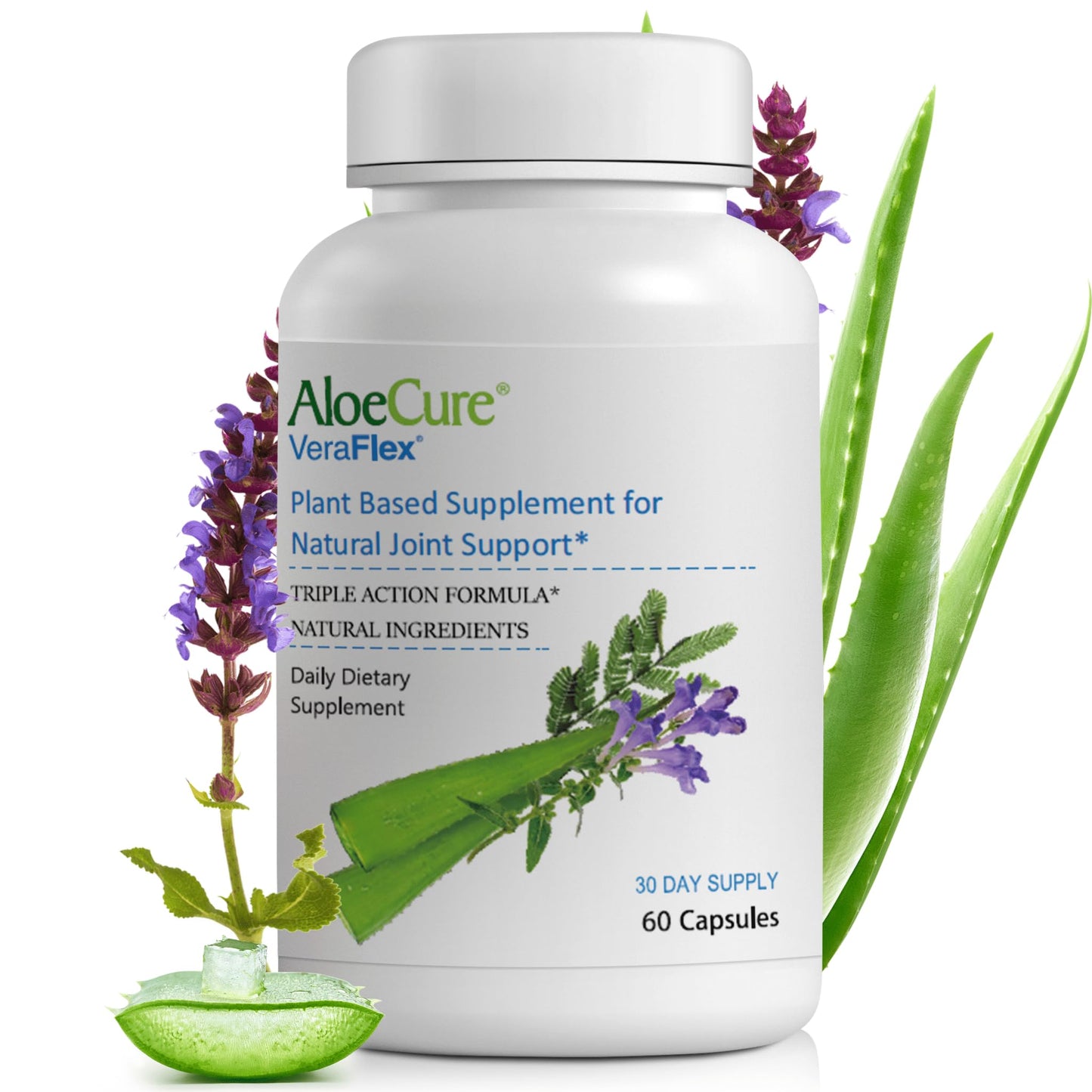 AloeCure VeraFlex Natural Joint Health, 60 Capsules, Clinically Tested Natural Plant-Based Formula to Support Comfort, Mobility and Flexibility - Featuring Organic Aloe Vera AloeCureBuy Supplements Australia