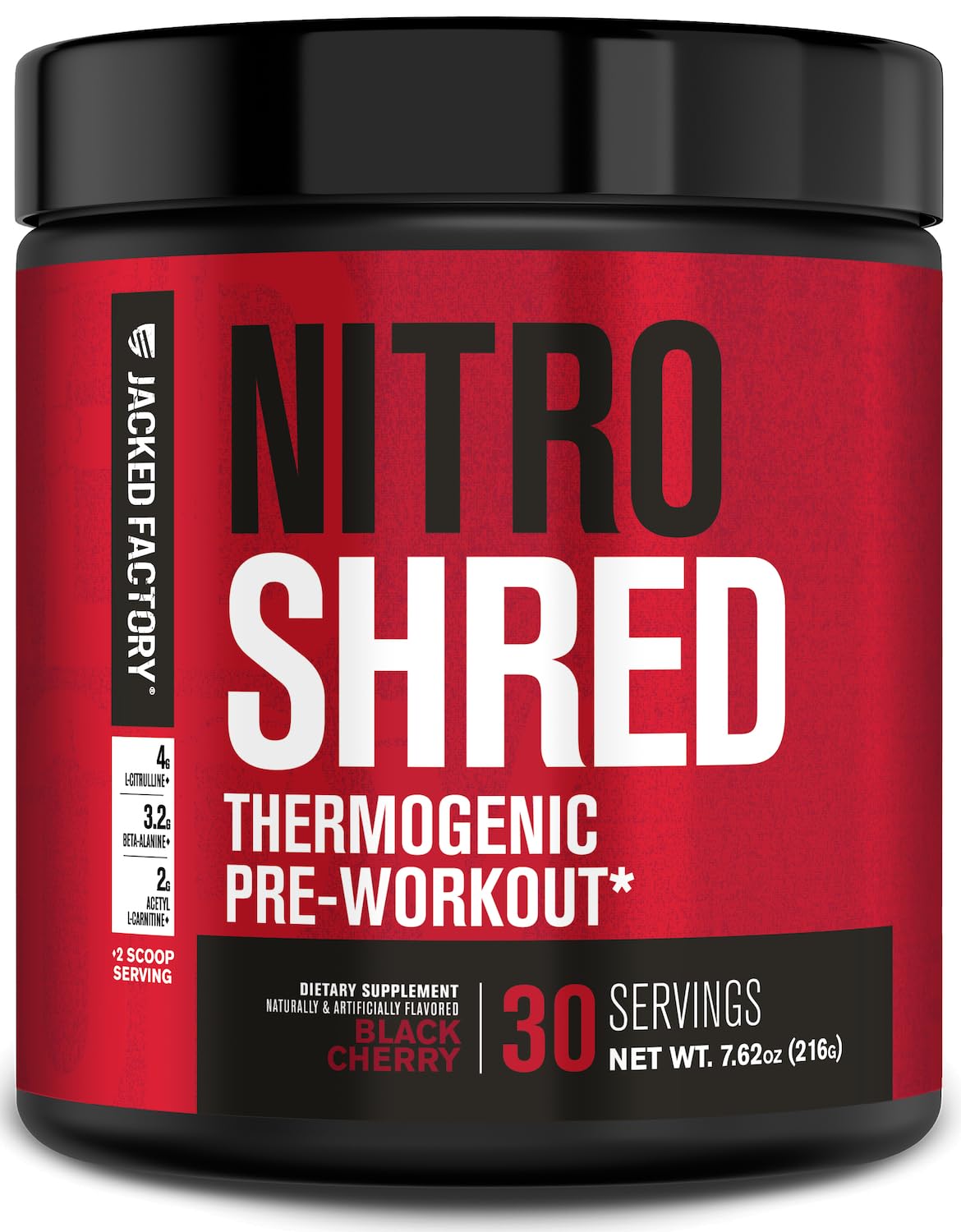 Jacked Factory NITROSURGE Shred Pre Workout Supplement - Energy Booster, Instant Strength Gains, Sharp Focus, Powerful Pumps - Nitric Oxide Booster & PreWorkout Powder