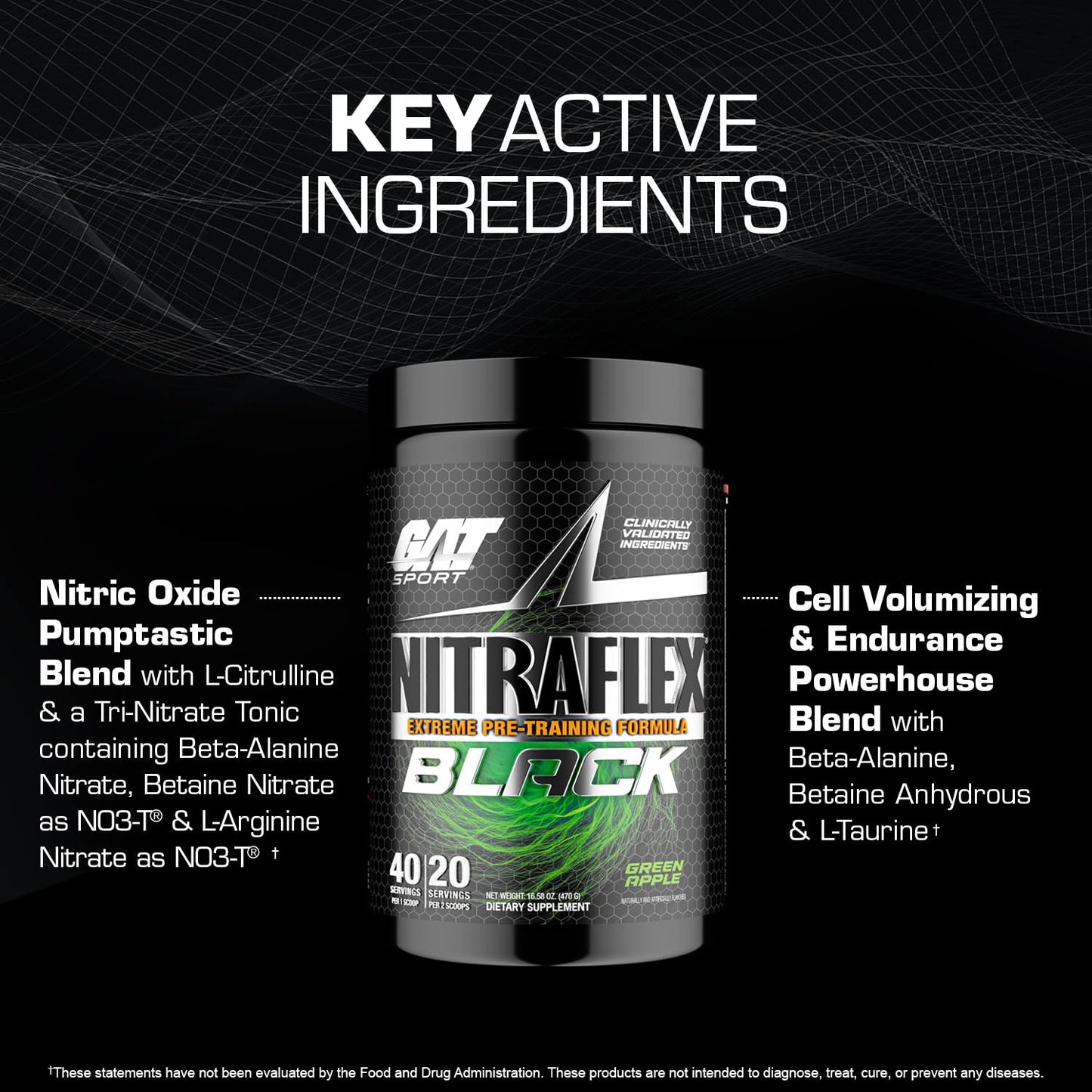 GAT SPORT Nitraflex Black Pre-Workout Powder, Extreme Pre-Training Formula for Men GAT SPORTBuy Supplements Australia