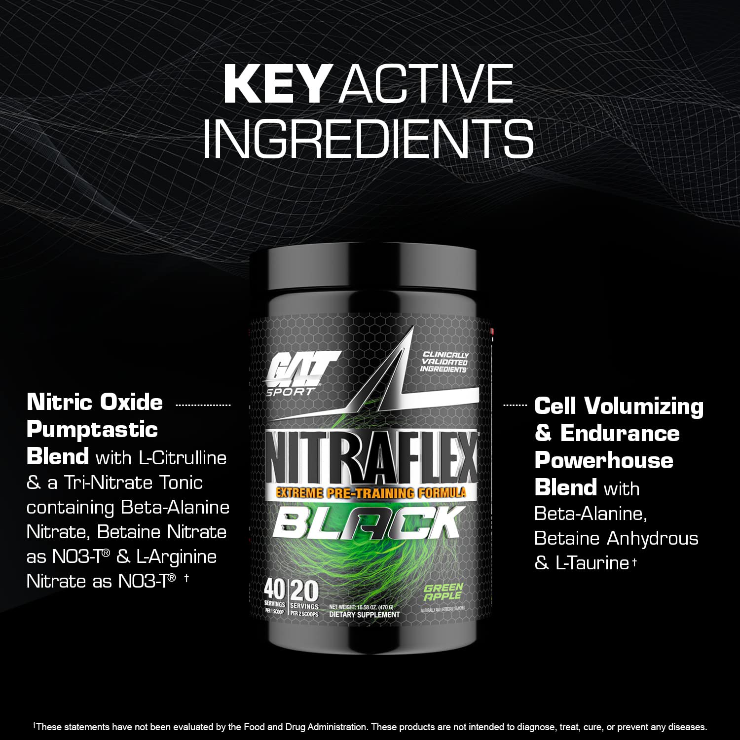 GAT SPORT Nitraflex Black Pre-Workout Powder, Extreme Pre-Training Formula for Men GAT SPORTBuy Supplements Australia