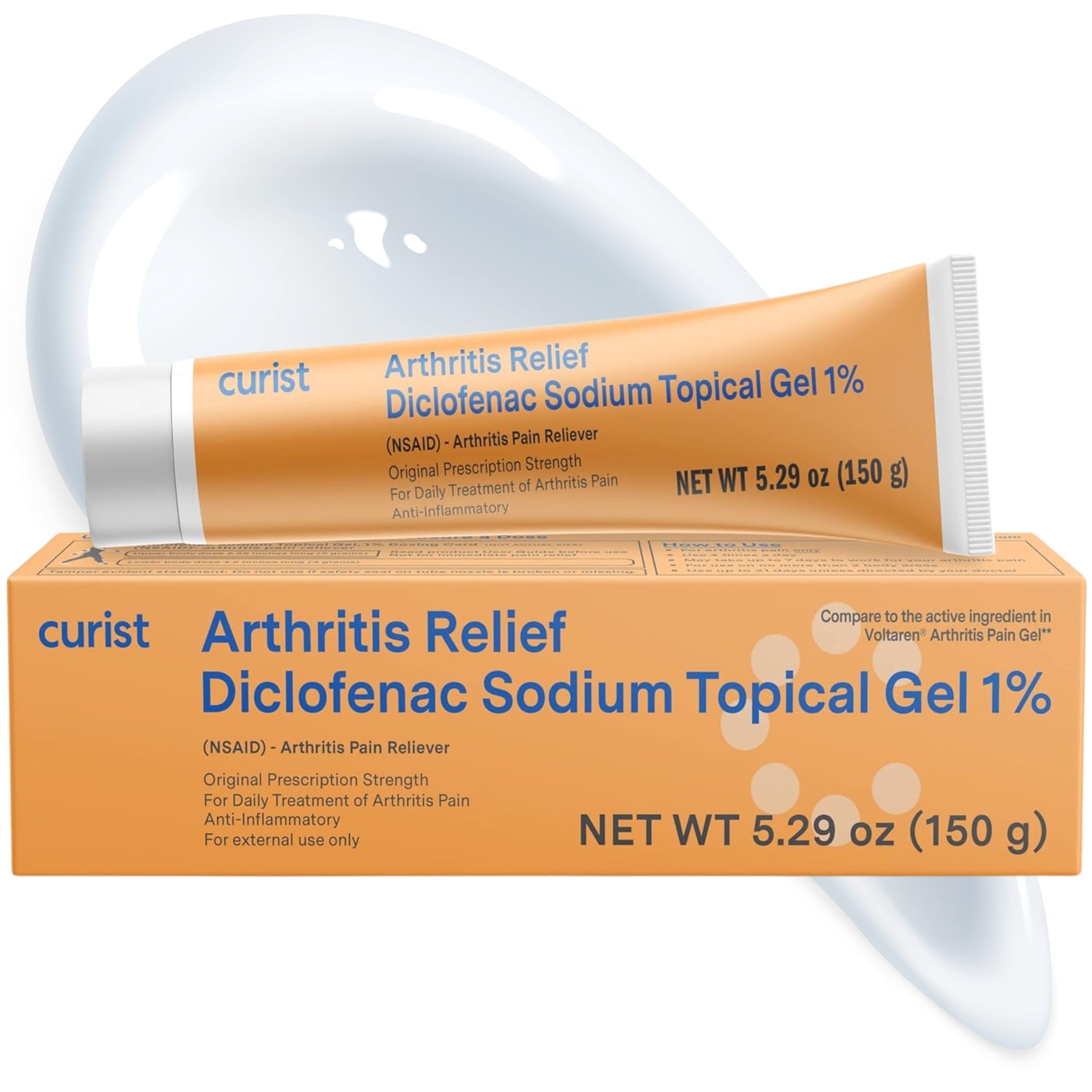 Curist Diclofenac Sodium Topical Gel 1 Percent 150g for Arthritis Pain - Joint Pain Relief for Hand/Foot Pain, Knee/Elbow Pain & Ankle Pain - 1% - 5.29oz CuristBuy Supplements Australia