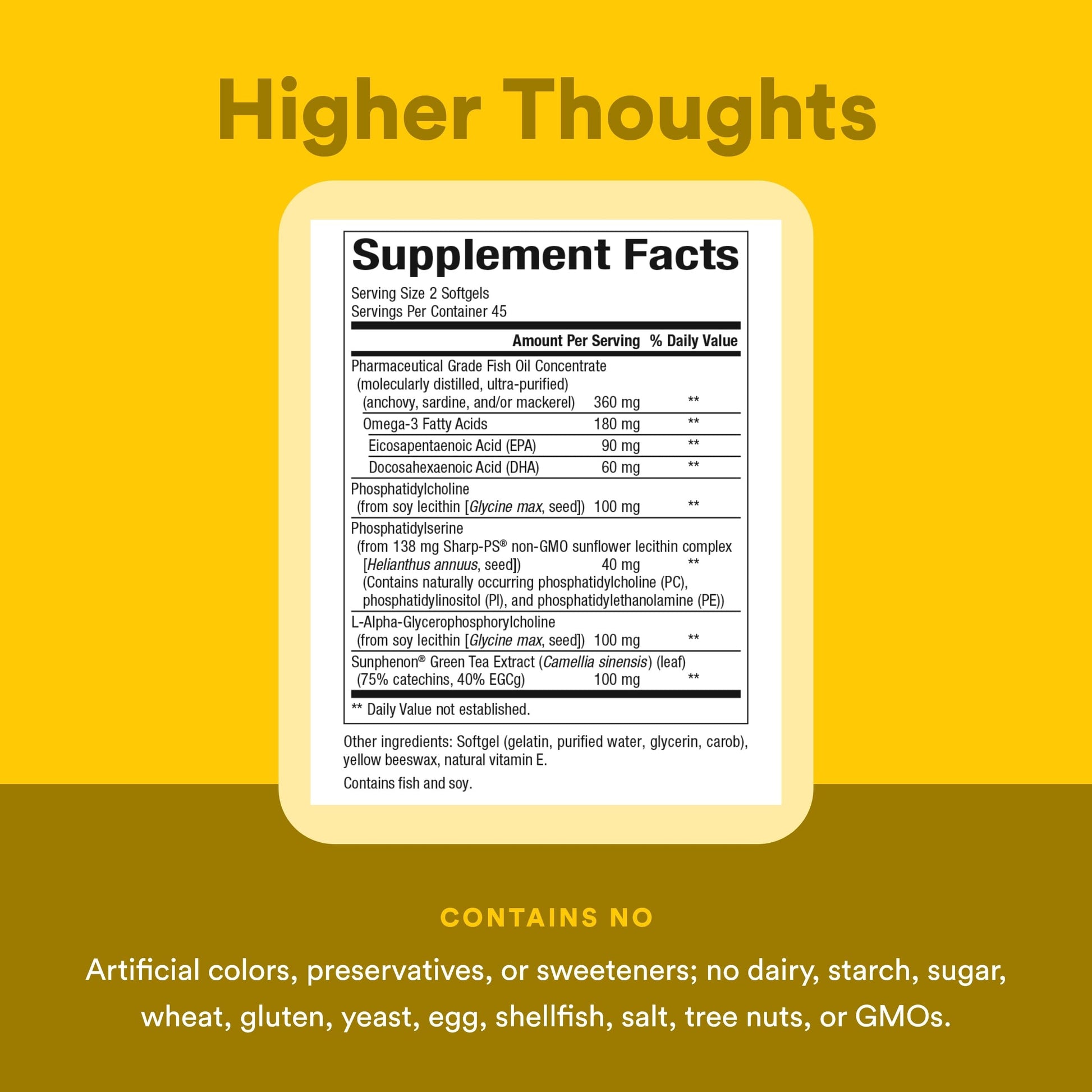 Natural Factors Higher Thoughts - Supports Cognitive & Cardiovascular Health* - Fish Oil, Fatty Acids, EPA, DHA & More - 90 Softgels Natural FactorsBuy Supplements Australia