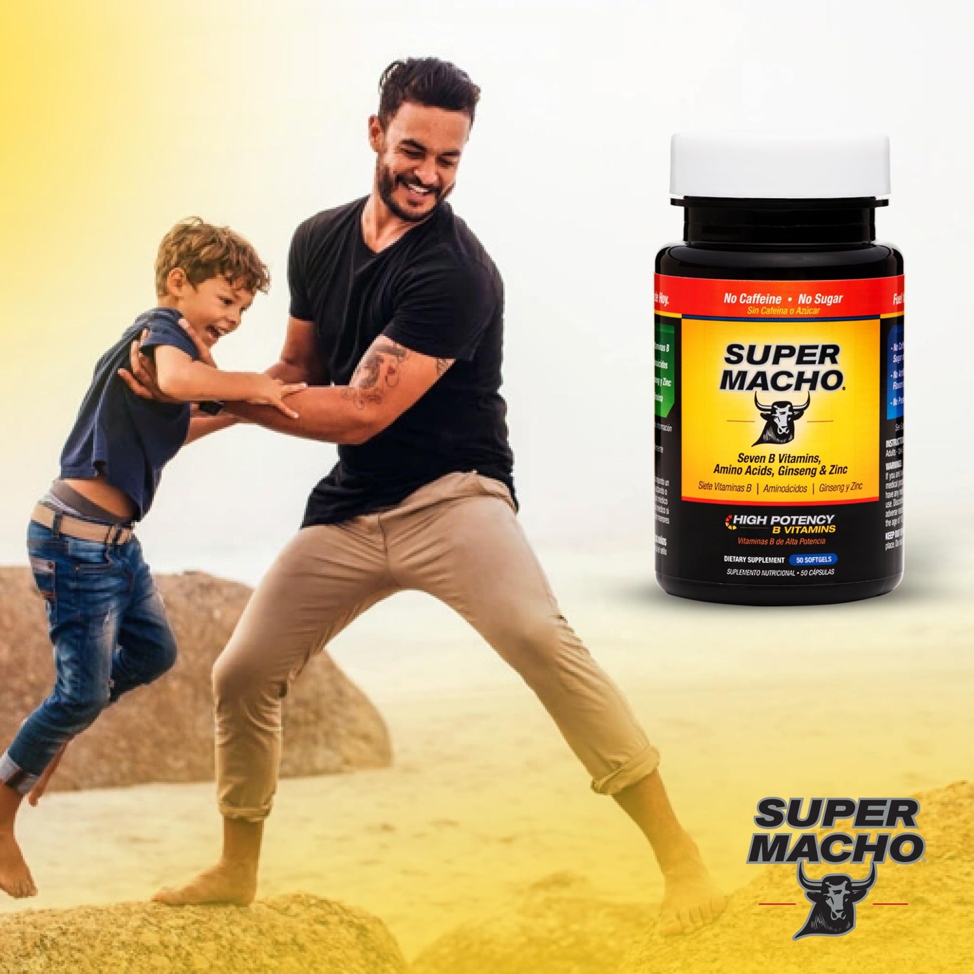 Super Macho, High Potency B Vitamins and Amino Acids, Fuel for Today's Active Men, No Caffeine, No Sugar, Dietary Supplement, Made in USA,50 Softgels Super MachoBuy Supplements Australia