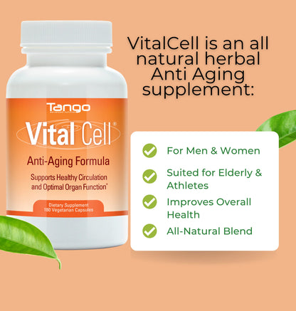 Vital Cell Natural Anti-Aging Supplement for Men and Women, Supporting Circulation and Healthy Organ Function (180 Vegetarian Capsules) TangoBuy Supplements Australia