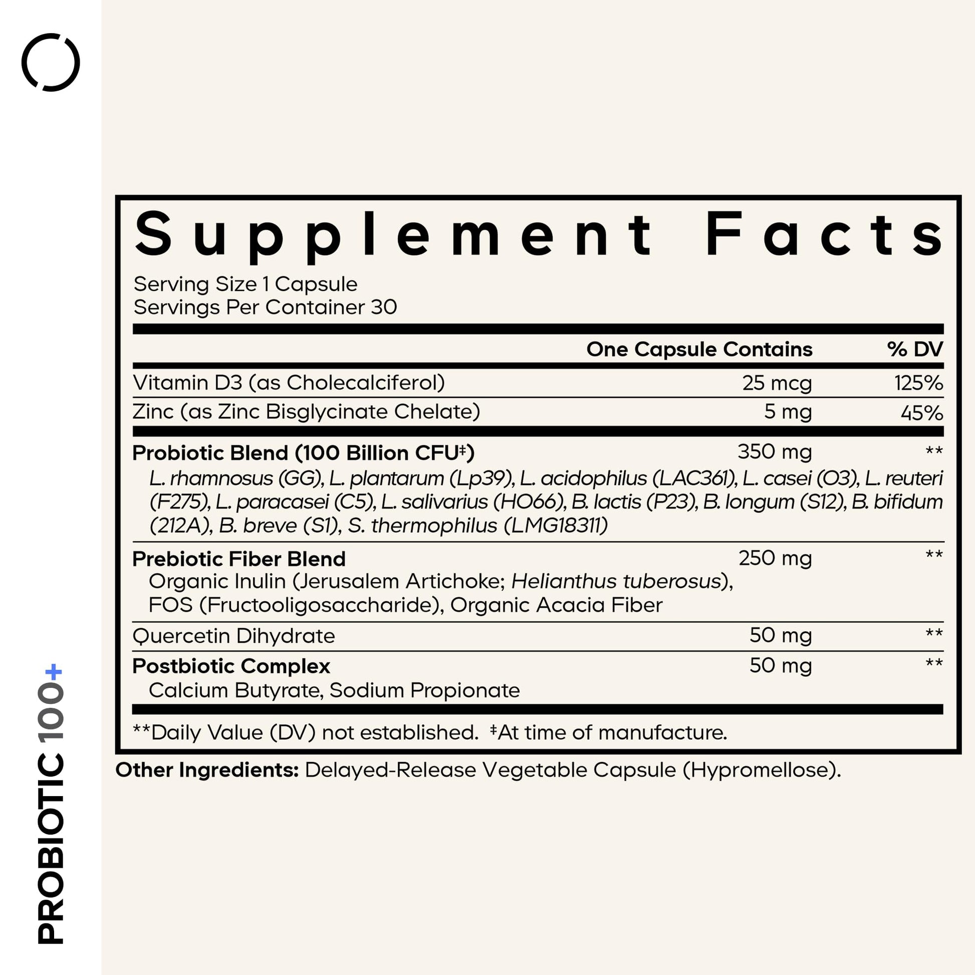 Codeage Probiotic+ 100 Billion CFU Supplement - 12-Strain Probiotic Blend, Organic Prebiotic Fiber, Postbiotics, Vitamin D3, Zinc Bisglycinate, Quercetin - for Men & Women - Non-GMO- 30 Capsules CodeageBuy Supplements Australia