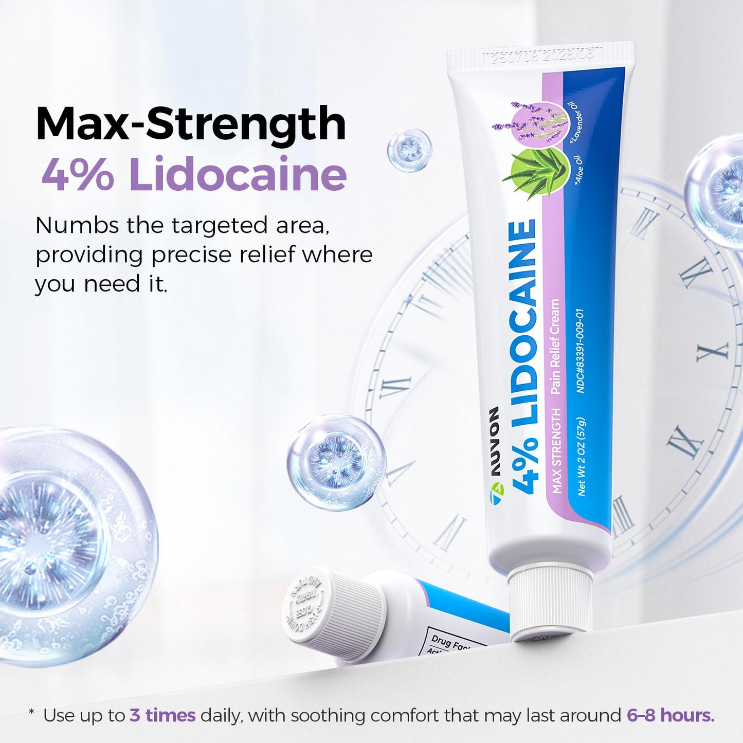 AUVON Max Strength Lidocaine Pain Relief Cream with Lavender & Aloe Vera, Numbing Cream for Minor Arthritis Pain, Soothing Muscle for Neck, Shoulder, Hip, Knee, Joint and Back Pain, 2 Oz, 2 Packs AUVONBuy Supplements Australia