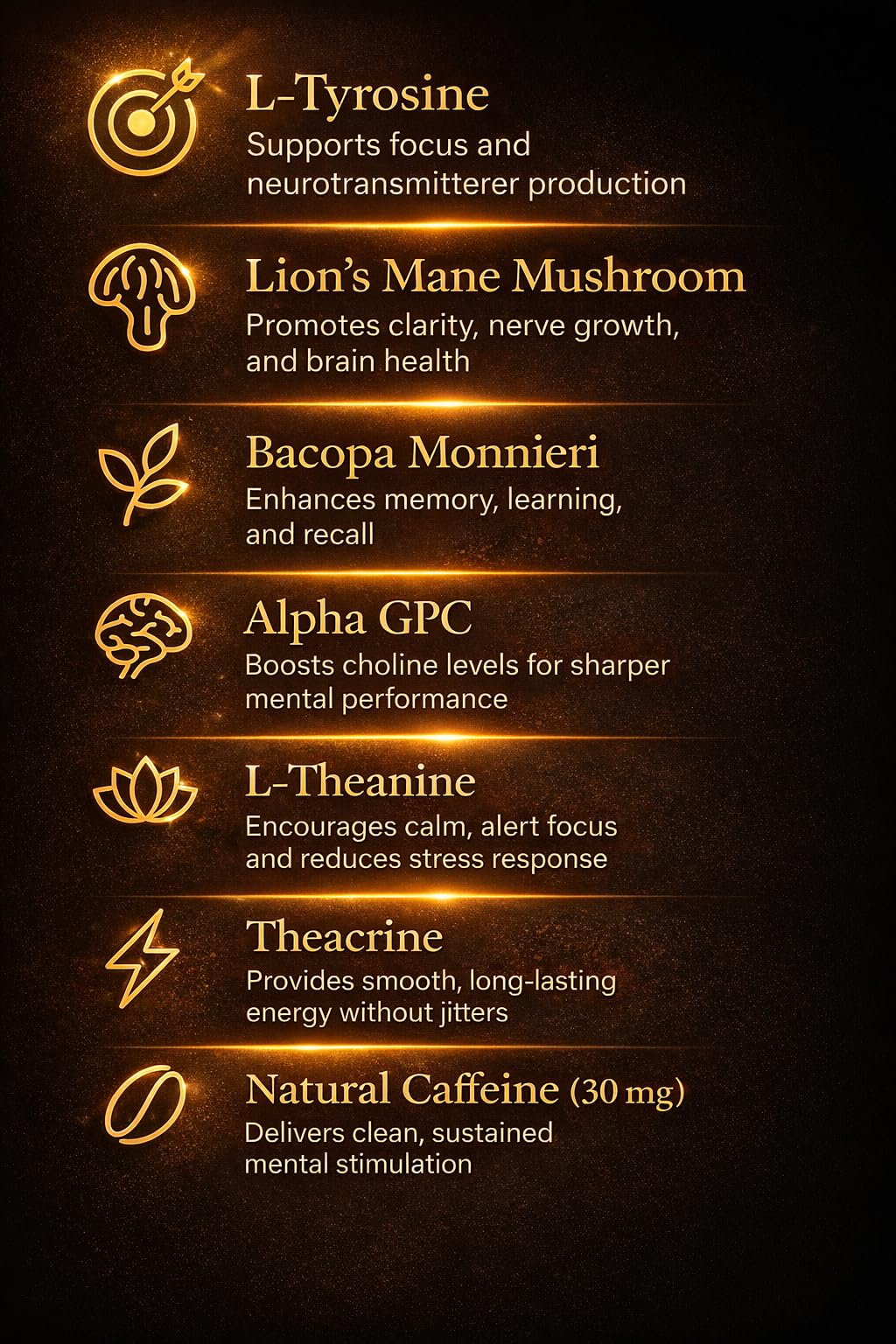 AURUM BOTANICA Best Brain Supplement for Memory and Focus - L-Theanine, Lion's Main, Vitamin B6, B12, D3, Folate, L-Tyrosine, Bacopa Monnieri, Alpha GPC, Theacrine, 30mg of Natural Caffeine (60 Count) AURUM BOTANICABuy Supplements Australia