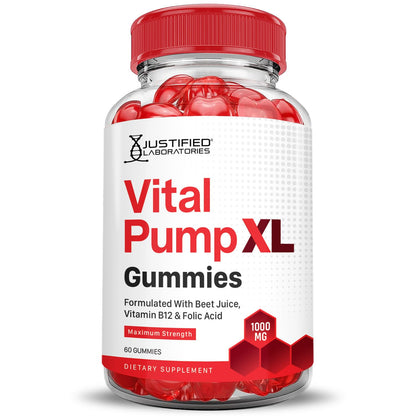 Justified Laboratories (3 Pack) Vital Pump XL Performance Gummies 1000MG Advanced Formula Vital PumpXL Formulated with Beet Juice ACV Pomegranate Beet Powder B12 Vegan Non GMO 180 Gummys Justified LaboratoriesBuy Supplements Australia